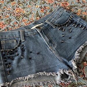 Ellison Spiked Raw Hem Jean Shorts Size Medium High Rise